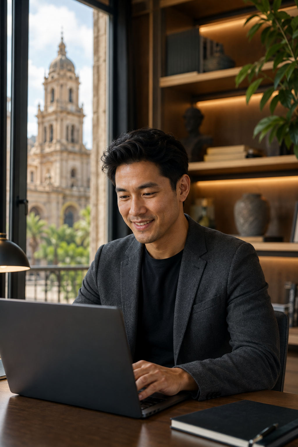 UCAM MBA student studying online