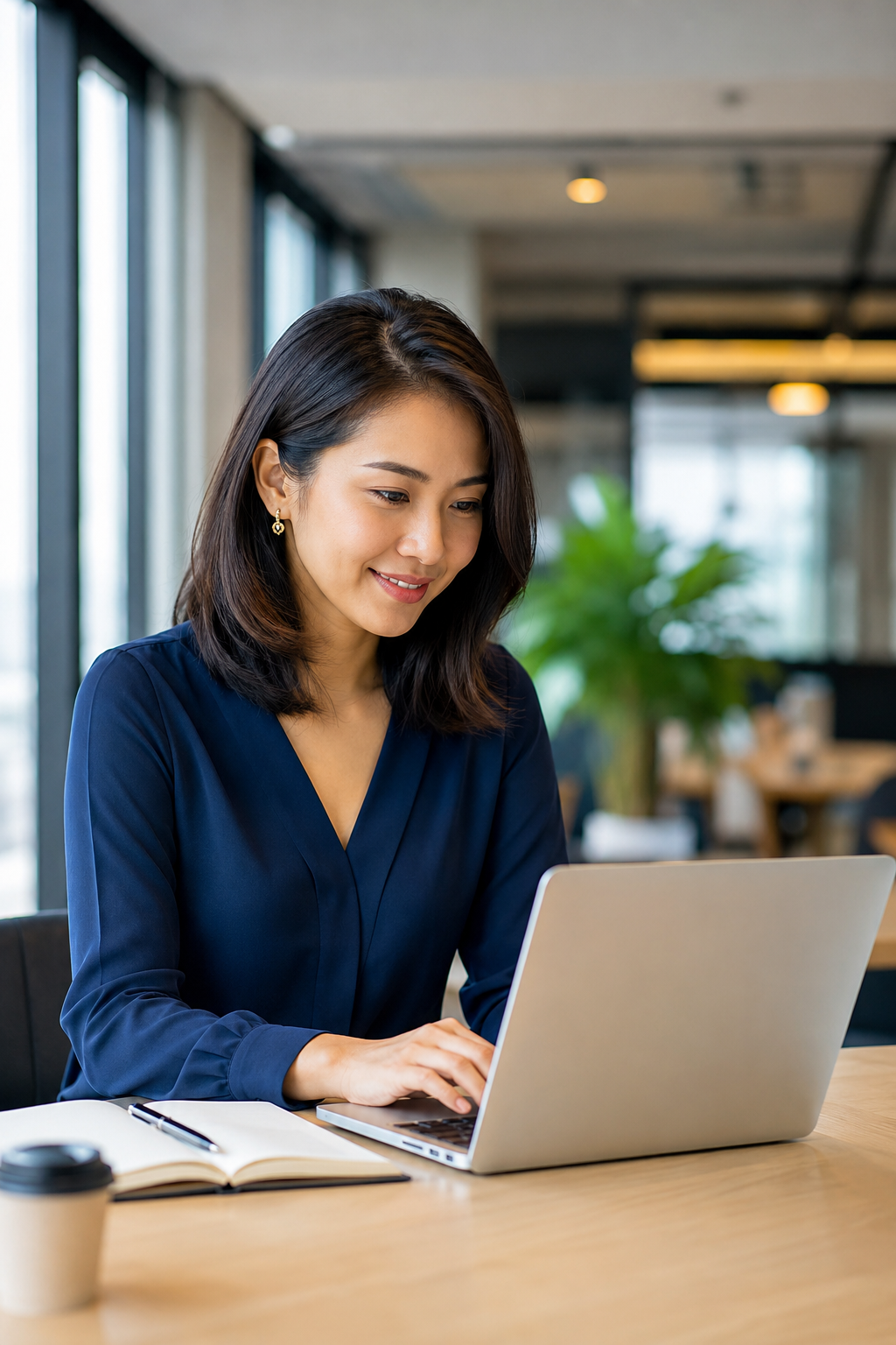 Professional woman studying online