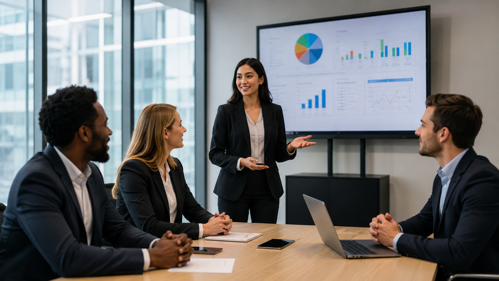 Business professionals in a discussion
